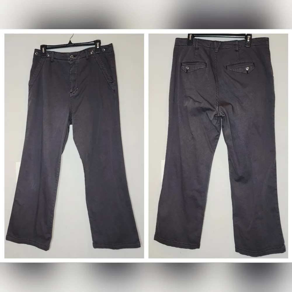 Pilcro Anthropologie grey twill straight wideleg utility pants women's size 29